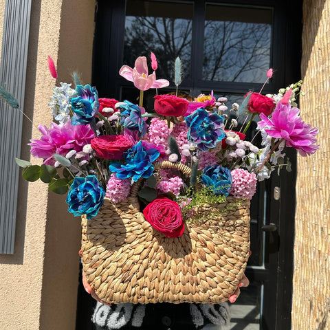 Premium Arrangement in Vivid Basket 