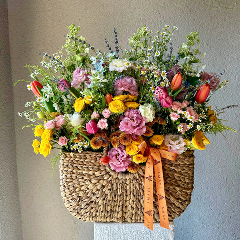 Colorful Summer Arrangement in Basket 
