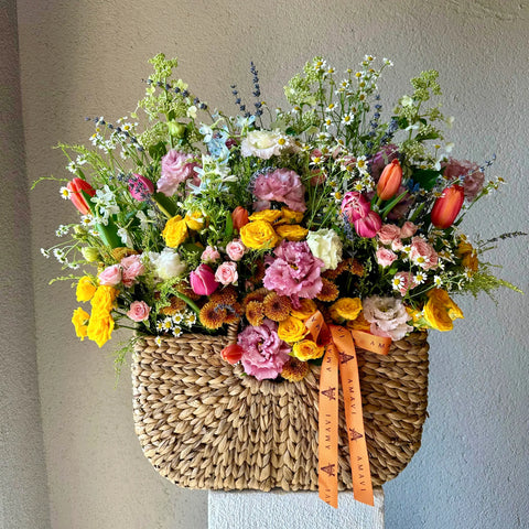 Colorful Summer Arrangement in Basket 