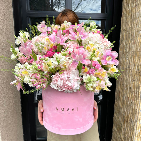 Ashley Pink Velvet Box Premium Arrangement 