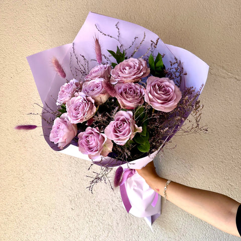 Memory Lane Lovers Bouquet of 10 Lilac Roses 