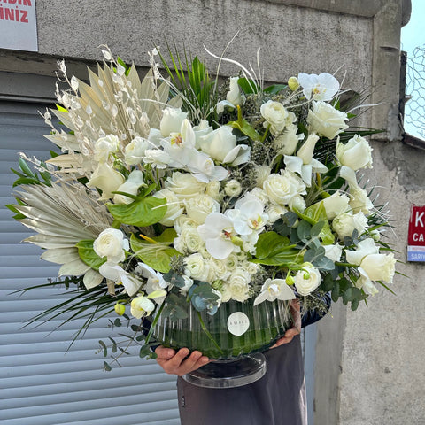 Arrangement in White Ceremony Premium Vase 