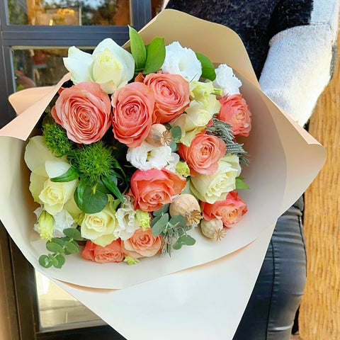 Mathilda Salmon Roses Bouquet