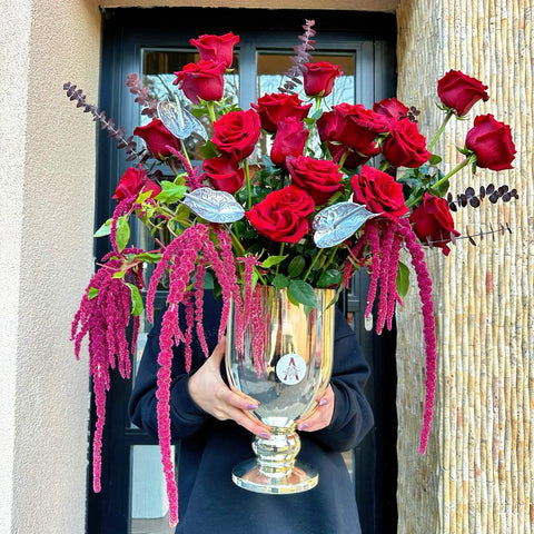 Roses in Moonlight Red Rose Arrangement in a Vase