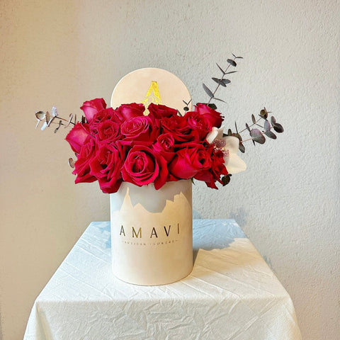 White &amp; Red Delight Red Rose in Box