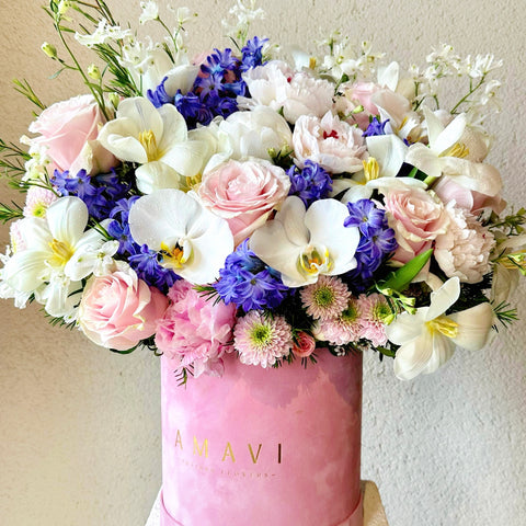 Floral Bliss: Peony &amp; Hyacinth in a Pink Box