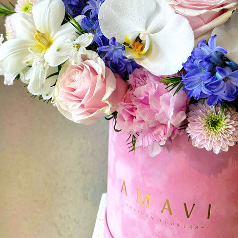 Floral Bliss: Peony &amp; Hyacinth in a Pink Box