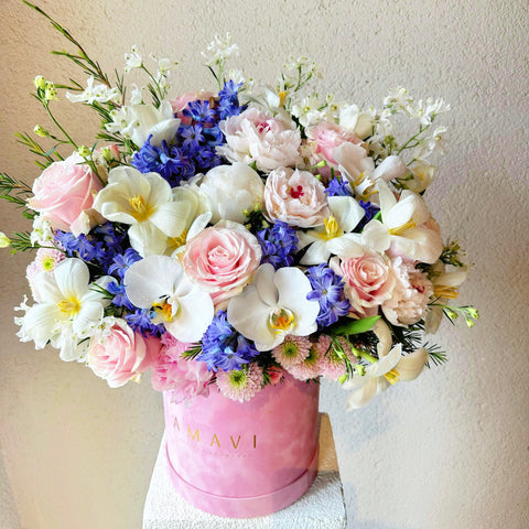 Floral Bliss: Peony &amp; Hyacinth in a Pink Box