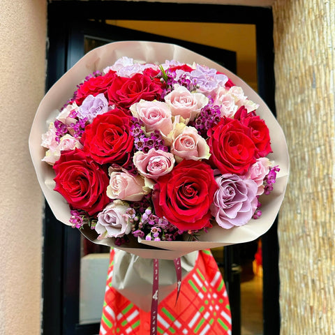Valentine's Bloom Red Pink Rose Bouquet