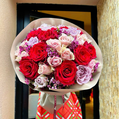 Valentine's Bloom Red Pink Rose Bouquet