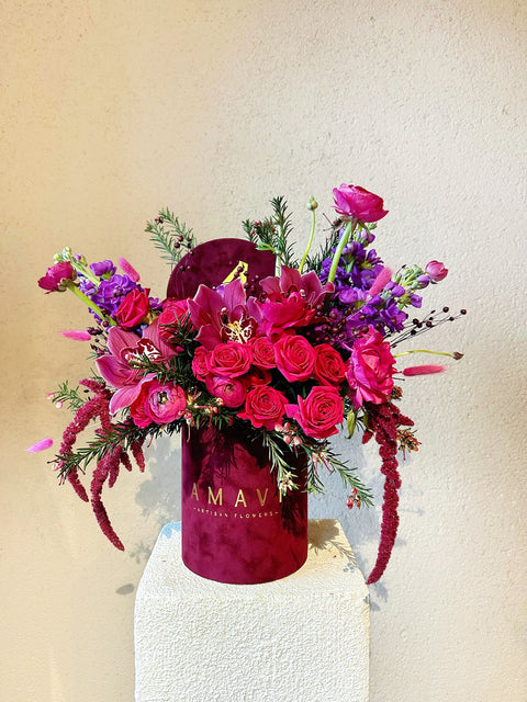 Burgundy Romance Arrangement in a Box