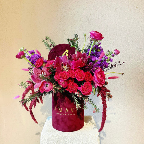 Burgundy Romance Arrangement in a Box