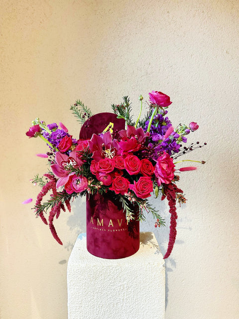 Burgundy Romance Arrangement in a Box