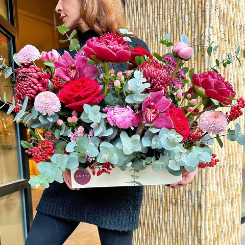 Deep Red Elegance Plexi Box Arrangement