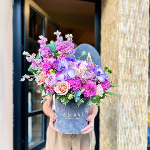 MOM POWER! Arrangement in a Gray Velvet Box