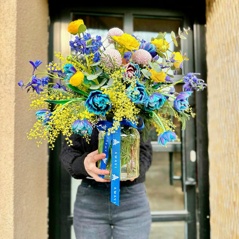 Galaxy Tulip with Mimosa for Women's Day 