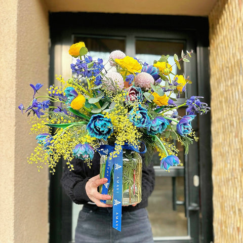 Galaxy Tulip with Mimosa for Women's Day 