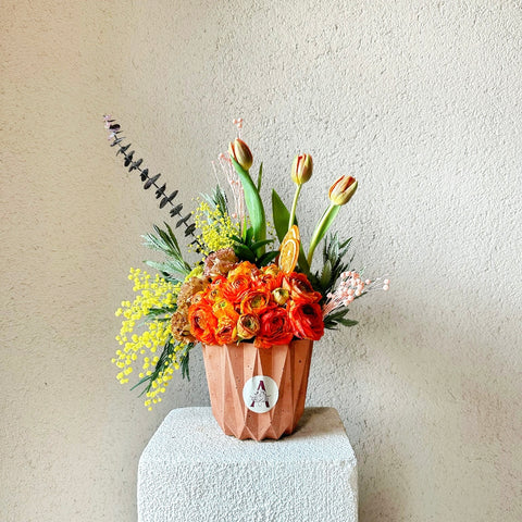 Arrangement in Mini Orange Glow Vase 