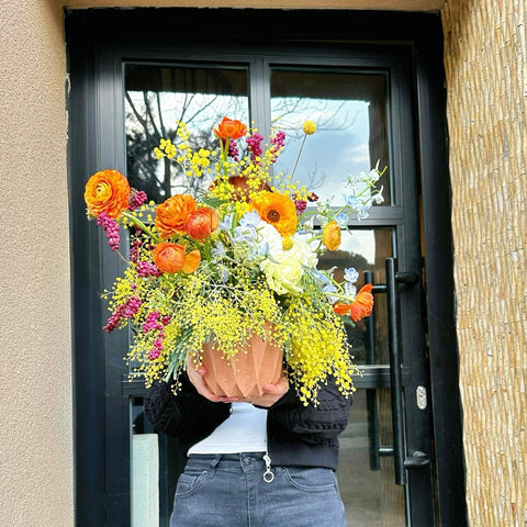 Happy Women's Mimosa Arrangement in a Vase 