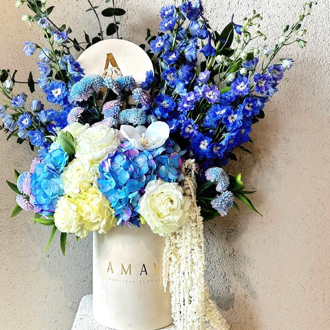 Indigo Bloom Blue Hydrangea Box Arrangement 