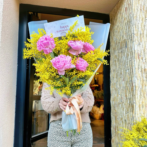 Women's Day Peony Charm Peony Mimosa Bouquet