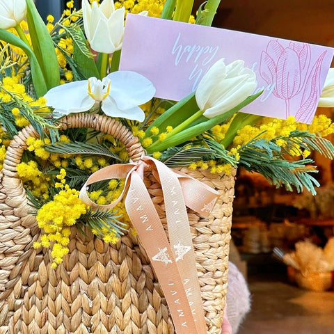 White Tulips in a Special Basket for Women's Day