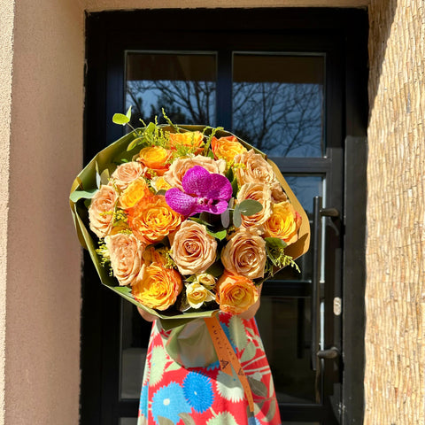 Amber Orange Rose Bouquet