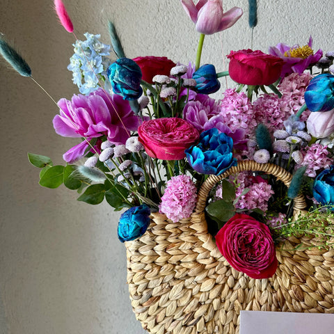 Premium Arrangement in Vivid Basket 