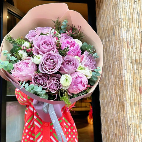 Gentle Romance Peony and Rose Bouquet