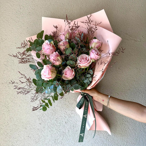 Athena Blush 10 Pink Rose Bouquet