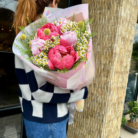 Hello Spring Peony Daisy Bouquet