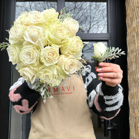 Ema Bridal Bouquet and Boutonniere 