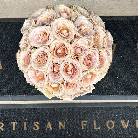Salmon Roses in a Cream Box 