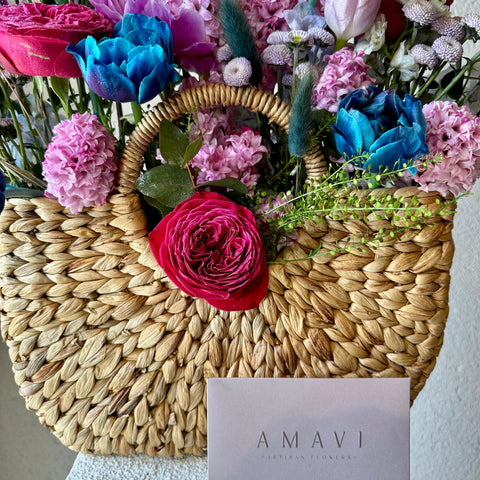 Premium Arrangement in Vivid Basket 