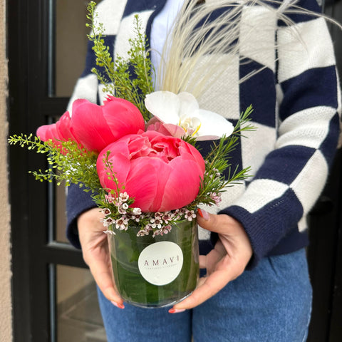 Peonies in Mini Charm Vase 