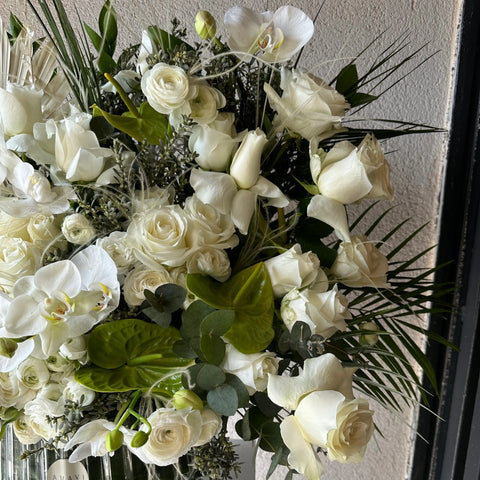 Arrangement in White Ceremony Premium Vase 