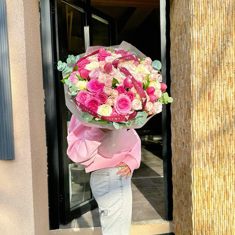 Rose Glow Premium Pink Rose and Tulip Bouquet