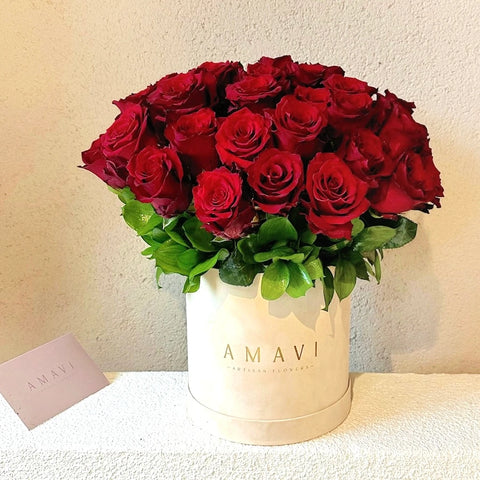Red Lovers Red Roses in Velvet Box