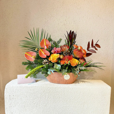 New Year Arrangement in Bohemian Glow Ceramic Vase