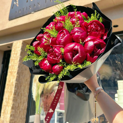 Red Charm Premium Peony Bouquet 