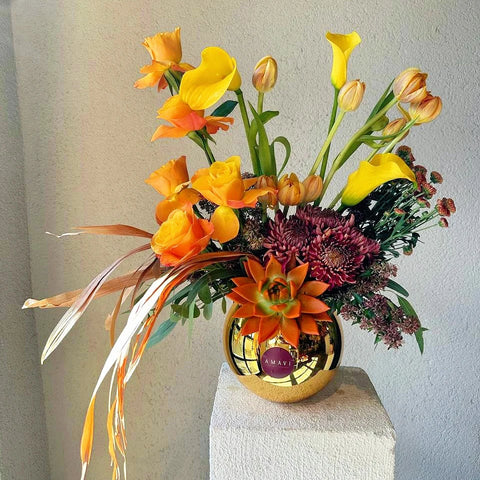 Golden Sunset Vase Arrangement