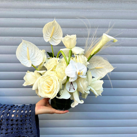 White Arrangement in Dreamy White Mini Vase 