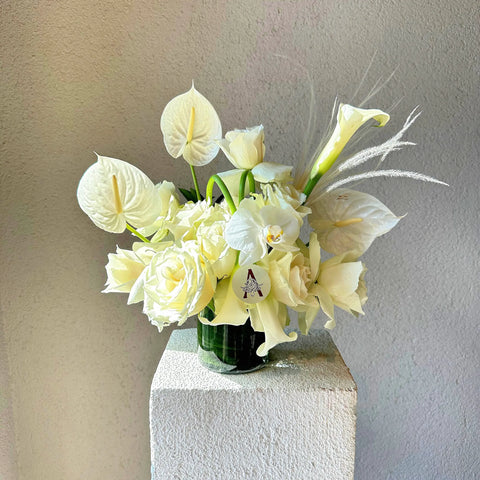 White Arrangement in Dreamy White Mini Vase 