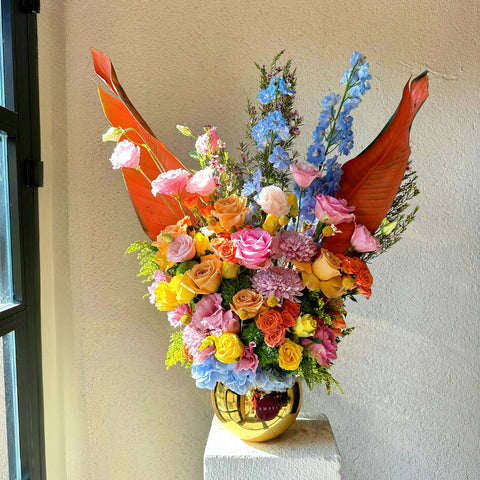 Artful Blooms Gold Vase Arrangement 
