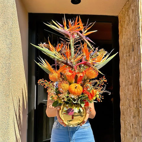 Premium Arrangement in Sweet Pumpkin Gold Vase