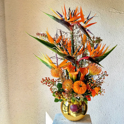Premium Arrangement in Sweet Pumpkin Gold Vase