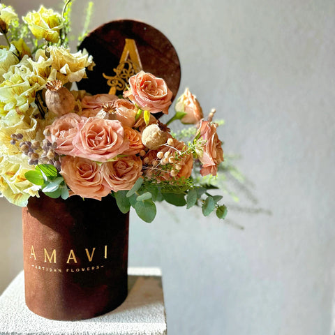Vintage Rustic Charm Velvet Box Arrangement