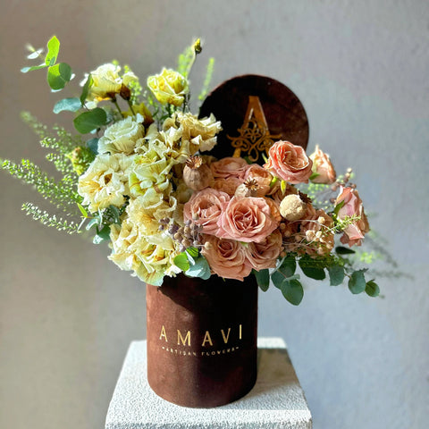 Vintage Rustic Charm Velvet Box Arrangement