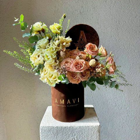 Vintage Rustic Charm Velvet Box Arrangement