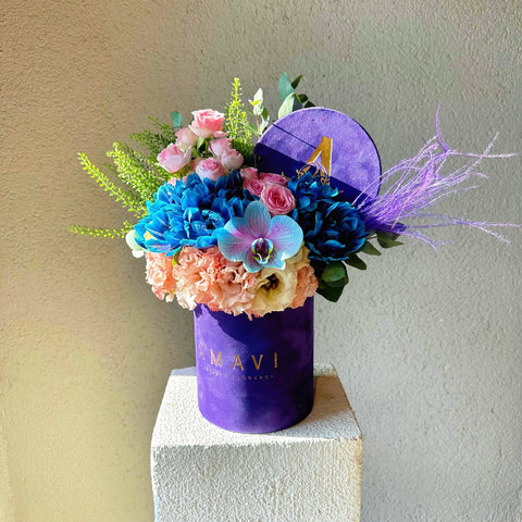 Violet Galaxy Shine Arrangement in a Box